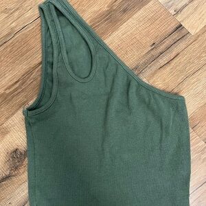 Zara tank top one shoulder green size small
